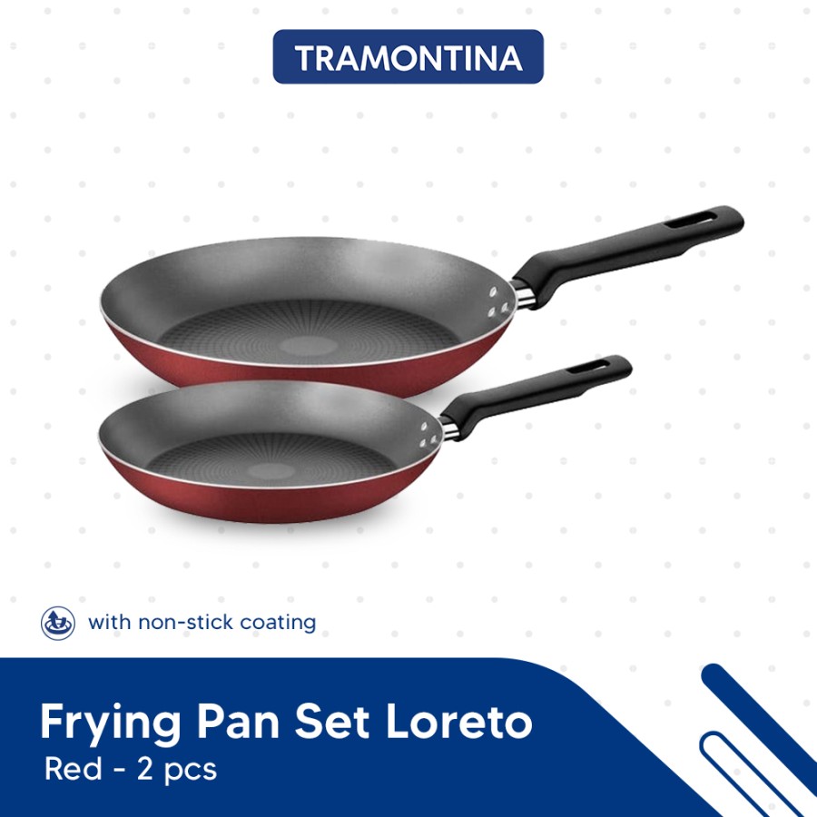 Frying Pan Tramontina 2 Pcs Frying Pans Set Loreto Red